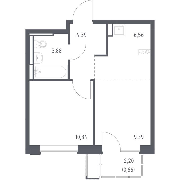 Apartment Sale, 35.22 sq. m. at Pribrezhnyi Park, Pribrezhniy Park Residential Complex, Village of Yam, Domodedovo City District, Moscow Region, Russia #1