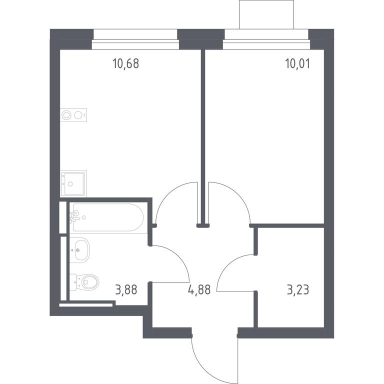 Apartment Sale, 32.68 sq. m. at Pribrezhnyi Park, Pribrezhniy Park Residential Complex, Village of Yam, Domodedovo City District, Moscow Region, Russia #1
