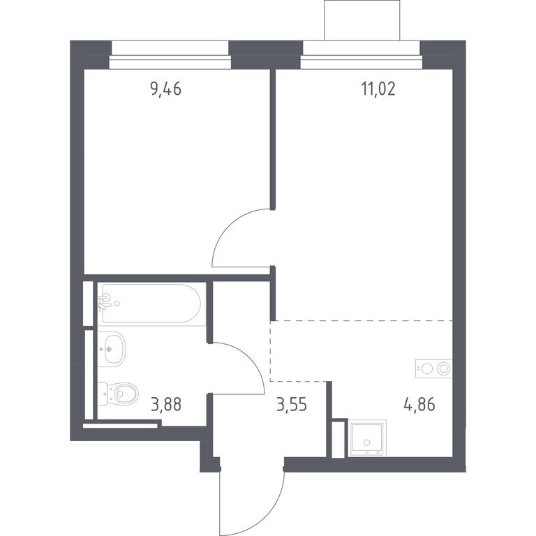 Apartment Sale, 32.77 sq. m. at Pribrezhnyi Park, Pribrezhniy Park Residential Complex, Village of Yam, Domodedovo City District, Moscow Region, Russia #1