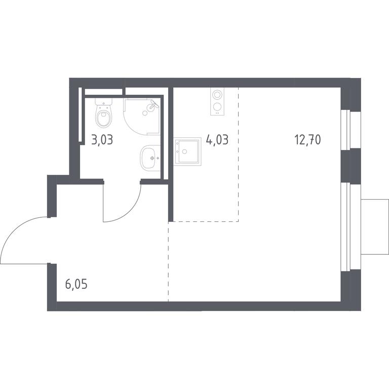 Apartment Sale, 25.81平方米 at Pribrezhnyi Park, Pribrezhniy Park Residential Complex, Village of Yam, Domodedovo City District, Moscow Region, Russia #1