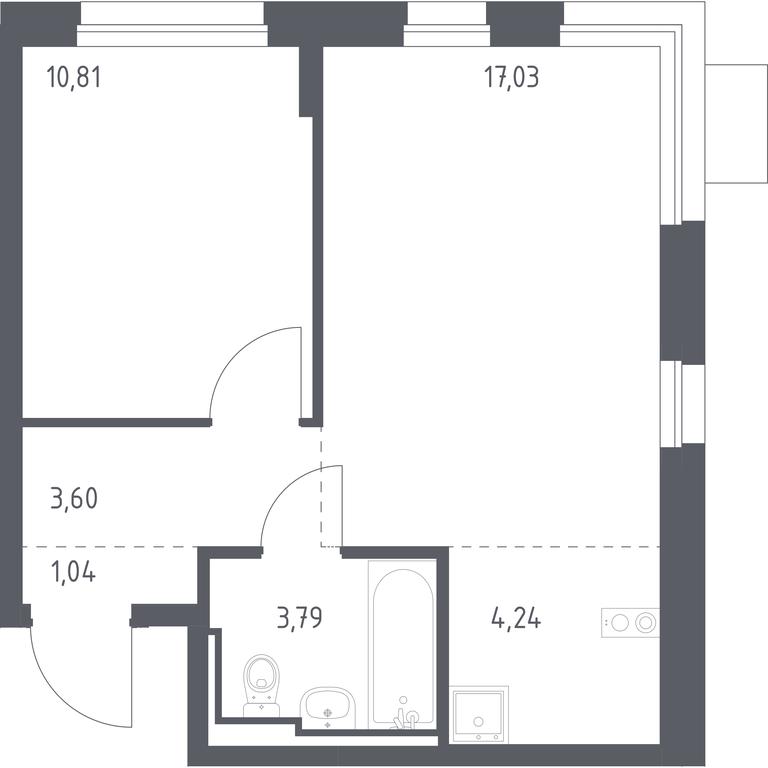 Apartment Sale, 40.51 sq. m. at Pribrezhnyi Park, Pribrezhniy Park Residential Complex, Village of Yam, Domodedovo City District, Moscow Region, Russia #1