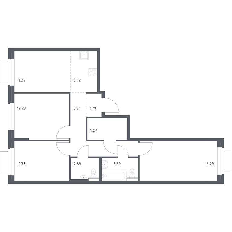 2-BD Apartment Sale, 76.85 sq. m. at Novoe Vidnoe, Kalinovka Village, Leninskiy City District, Moscow Region, Russia #1