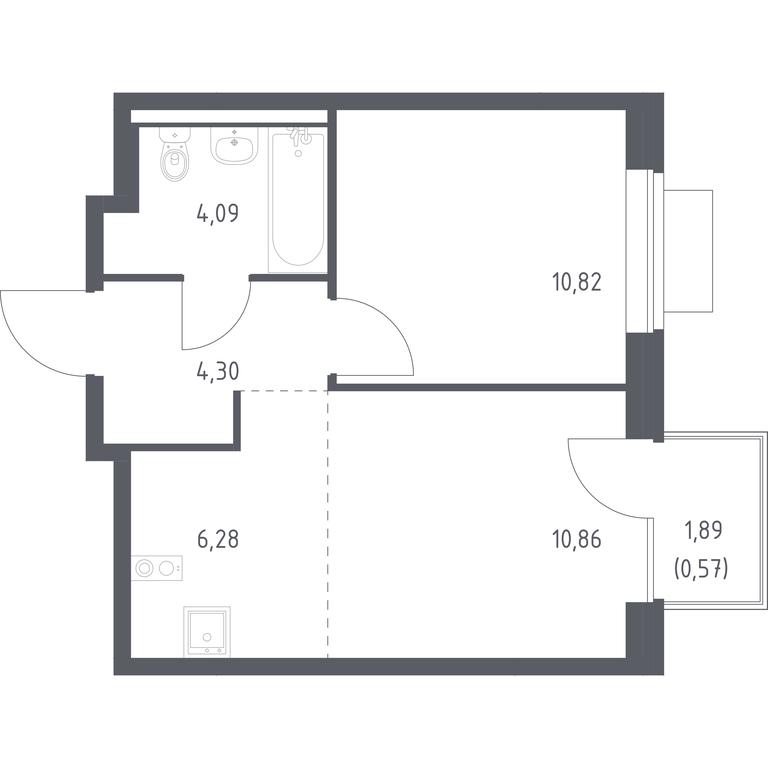 Apartment Sale, 36.92平方米 at Novoe Vidnoe, Kalinovka Village, Leninskiy City District, Moscow Region, Russia #1