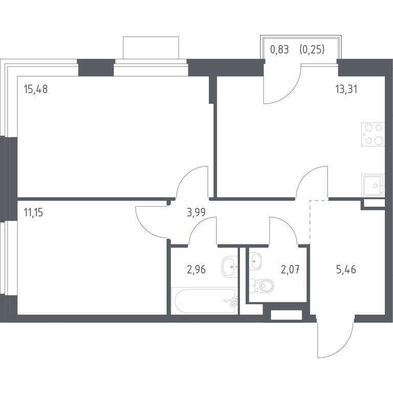 1-BD Apartment Sale, 54.67 sq. m. at Novoe Vidnoe, Kalinovka Village, Leninskiy City District, Moscow Region, Russia #1 1-BD Apartment Sale, 54.67 sq. m. at Novoe Vidnoe, Kalinovka Village, Leninskiy City District, Moscow Region, Russia #1
