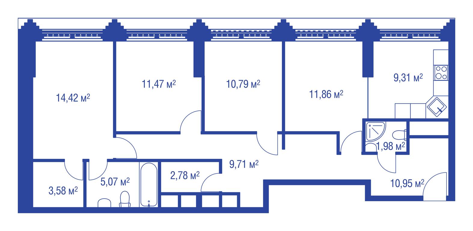 2-BD Apartment Sale, 104.6 sq. m. at iLove, улица Бочкова, 11А, Москва, Россия #1