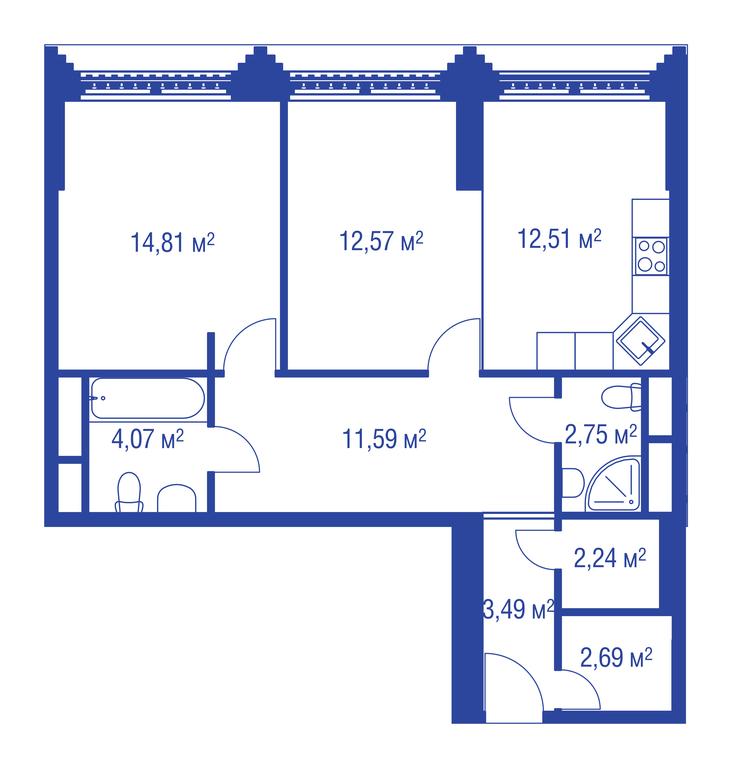 1-BD Apartment Sale, 79.5 sq. m. at iLove, улица Бочкова, 11А, Москва, Россия #1