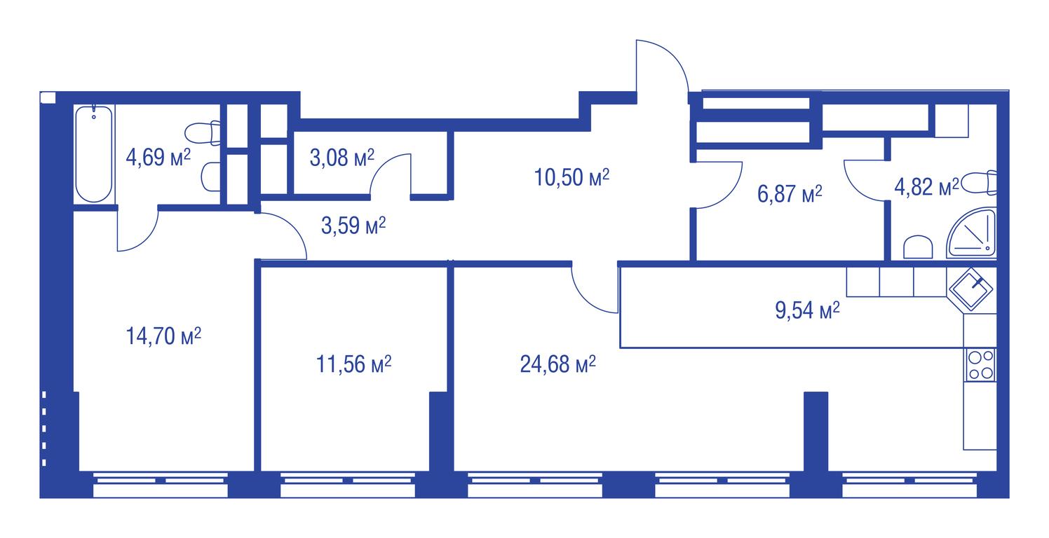 1-BD Apartment Sale, 79.5 sq. m. at iLove, улица Бочкова, 11А, Москва, Россия #2
