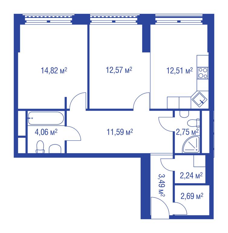 1-BD Apartment Sale, 78.9平方米 at iLove, улица Бочкова, 11А, Москва, Россия #1 1-BD Apartment Sale, 78.9平方米 at iLove, улица Бочкова, 11А, Москва, Россия #1