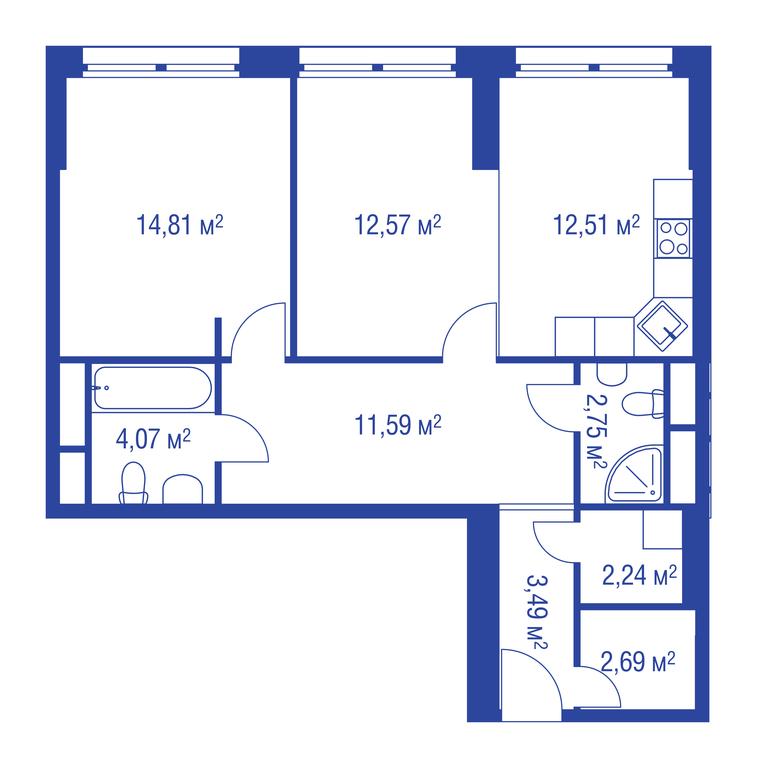 1-BD Apartment Sale, 78.4 sq. m. at iLove, улица Бочкова, 11А, Москва, Россия #1