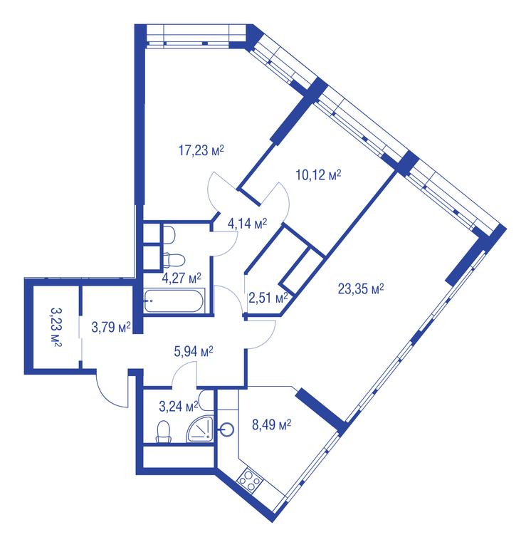 2-BD Apartment Sale, 82.1 sq. m. at iLove, улица Бочкова, 11А, Москва, Россия #1 2-BD Apartment Sale, 82.1 sq. m. at iLove, улица Бочкова, 11А, Москва, Россия #1