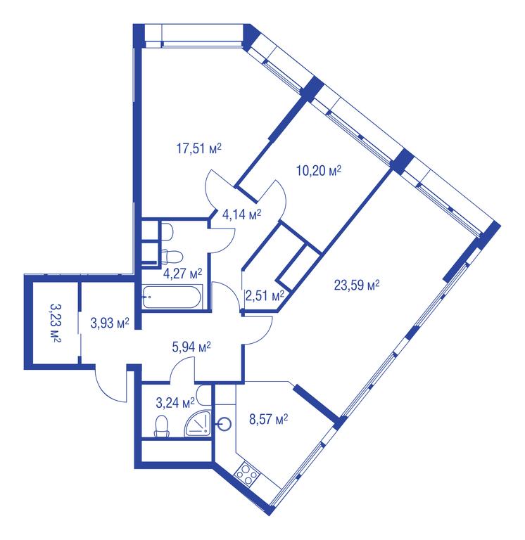 2-BD Apartment Sale, 81.7平方米 at iLove, улица Бочкова, 11А, Москва, Россия #1
