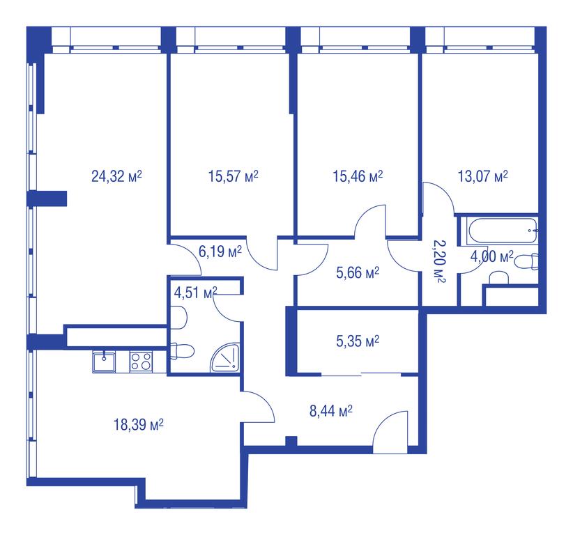 3-BD Apartment Sale, 128.1 sq. m. at iLove, улица Бочкова, 11А, Москва, Россия #1