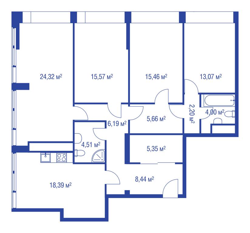 3-BD Apartment Sale, 128.1平方米 at iLove, улица Бочкова, 11А, Москва, Россия #1 3-BD Apartment Sale, 128.1平方米 at iLove, улица Бочкова, 11А, Москва, Россия #1