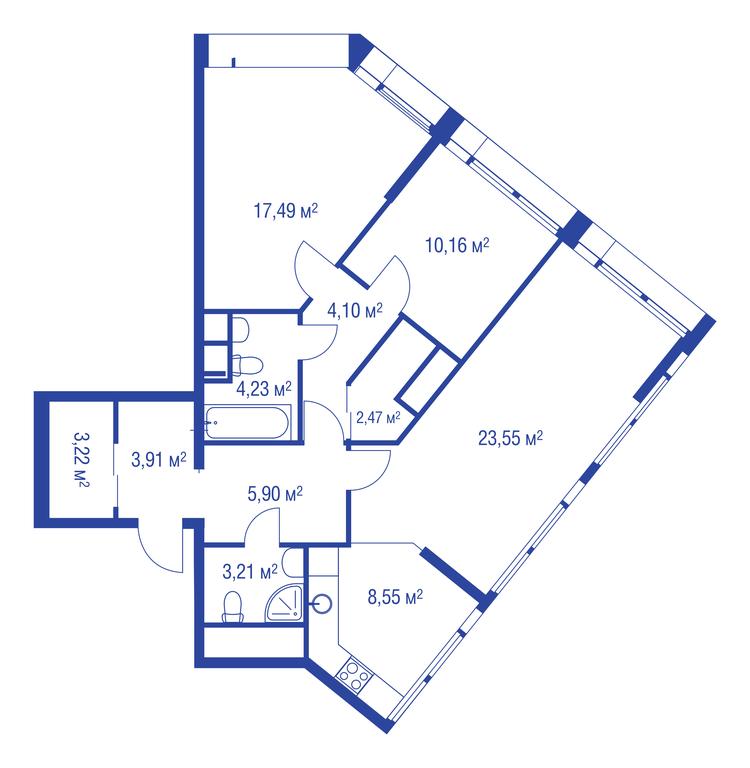 2-BD Apartment Sale, 81.7 sq. m. at iLove, улица Бочкова, 11А, Москва, Россия #1