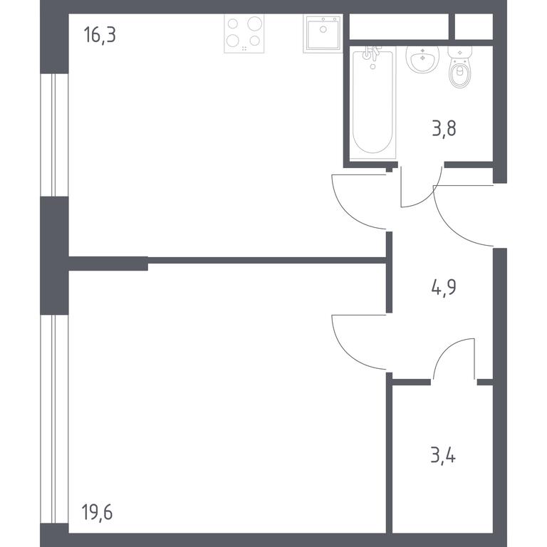 Apartment Sale, 48.3平方米 at Veresk, 3rd Khoroshyovskaya Street, вл19с3к1, Moscow, Russia #1