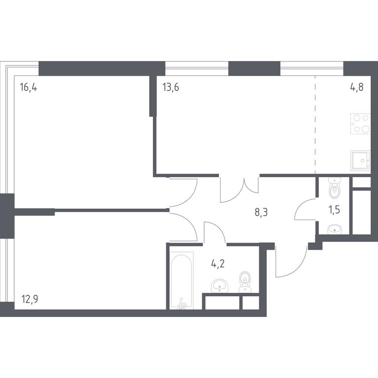 1-BD Apartment Sale, 61.7 sq. m. at Veresk, 3rd Khoroshyovskaya Street, вл19с3к1, Moscow, Russia #1