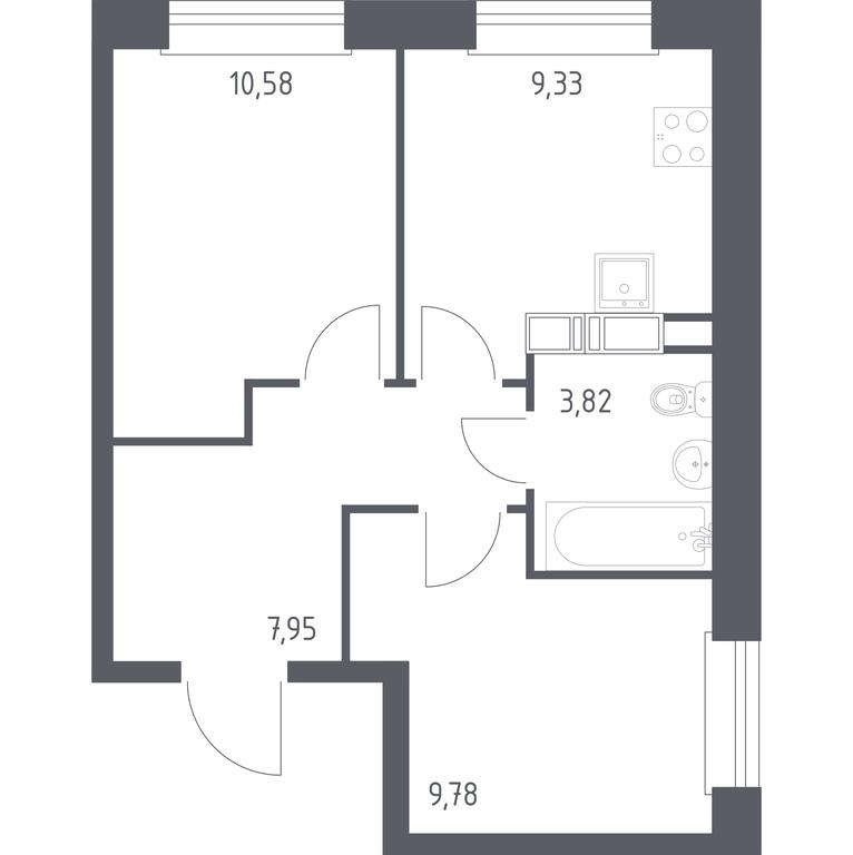 1-BD Apartment Sale, 41.46 sq. m. at Eko Bunino, prospekt Kuprina, 34к1, Sosenskoye Settlement, Moscow, Russia #1