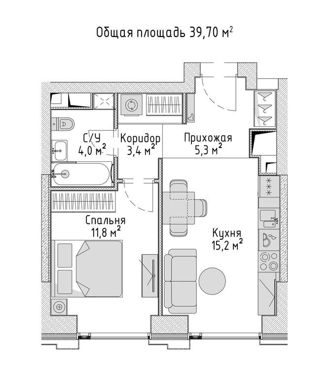 1-BD Apartment Sale, 39.9平方米 at City Bay, Volokolamskoye Highway, 95с3, Moscow, Russia #1