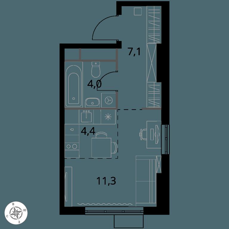 Apartment Sale, 26.8 sq. m. at 1 Himkinskij, zhiloy kompleks 1-y Khimkinskiy, kvartal Mezhdunarodny, mikrorayon Klyazma-Starbeyevo, Khimki, Moscow Region, Russia #1 Apartment Sale, 26.8 sq. m. at 1 Himkinskij, zhiloy kompleks 1-y Khimkinskiy, kvartal Mezhdunarodny, mikrorayon Klyazma-Starbeyevo, Khimki, Moscow Region, Russia #1