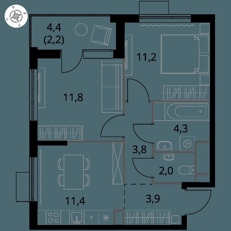 2-BD Apartment Sale, 50.6 sq. m. at 1 Himkinskij, zhiloy kompleks 1-y Khimkinskiy, kvartal Mezhdunarodny, mikrorayon Klyazma-Starbeyevo, Khimki, Moscow Region, Russia #1 2-BD Apartment Sale, 50.6 sq. m. at 1 Himkinskij, zhiloy kompleks 1-y Khimkinskiy, kvartal Mezhdunarodny, mikrorayon Klyazma-Starbeyevo, Khimki, Moscow Region, Russia #1