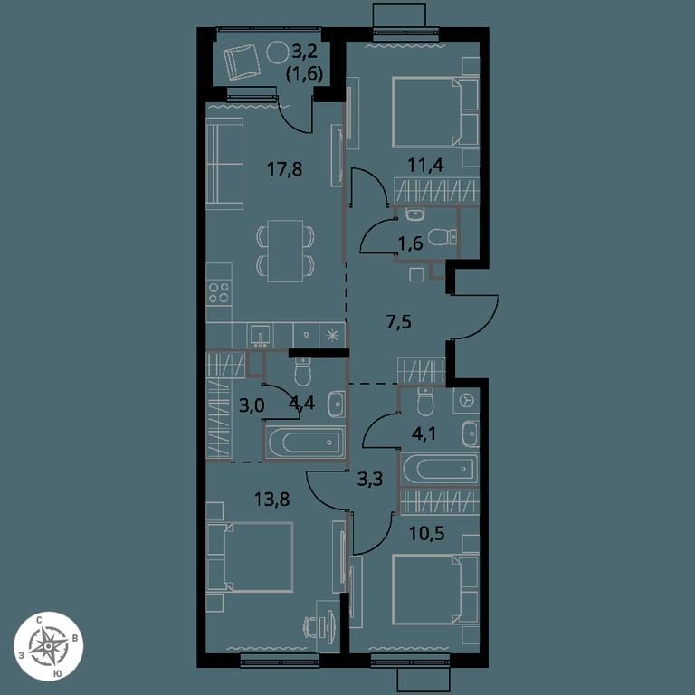 3-BD Apartment Sale, 79平方米 at 1 Himkinskij, zhiloy kompleks 1-y Khimkinskiy, kvartal Mezhdunarodny, mikrorayon Klyazma-Starbeyevo, Khimki, Moscow Region, Russia #1 3-BD Apartment Sale, 79平方米 at 1 Himkinskij, zhiloy kompleks 1-y Khimkinskiy, kvartal Mezhdunarodny, mikrorayon Klyazma-Starbeyevo, Khimki, Moscow Region, Russia #1