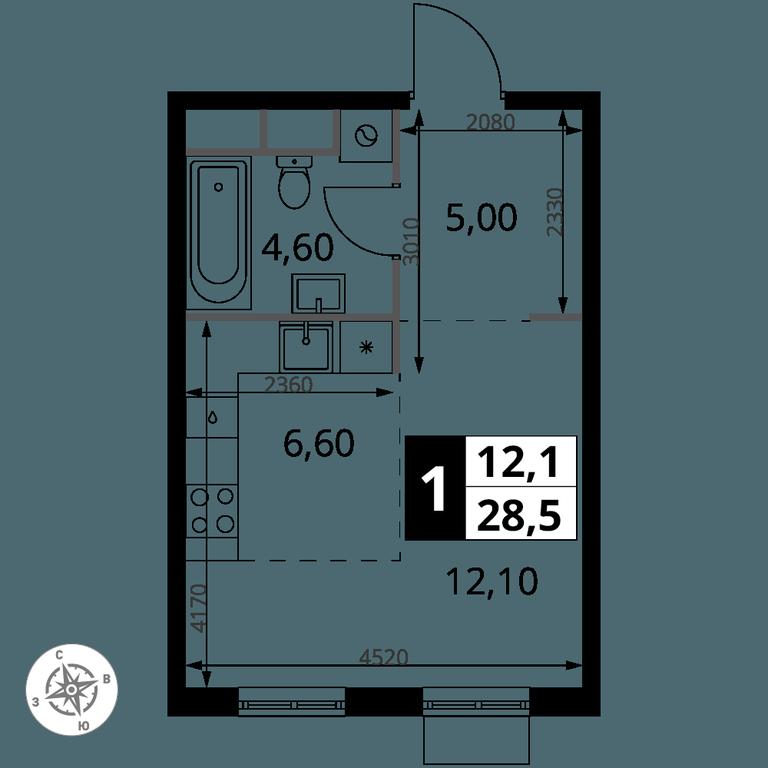 Apartment Sale, 28.3 sq. m. at 1 Himkinskij, zhiloy kompleks 1-y Khimkinskiy, kvartal Mezhdunarodny, mikrorayon Klyazma-Starbeyevo, Khimki, Moscow Region, Russia #2 Apartment Sale, 28.3 sq. m. at 1 Himkinskij, zhiloy kompleks 1-y Khimkinskiy, kvartal Mezhdunarodny, mikrorayon Klyazma-Starbeyevo, Khimki, Moscow Region, Russia #2