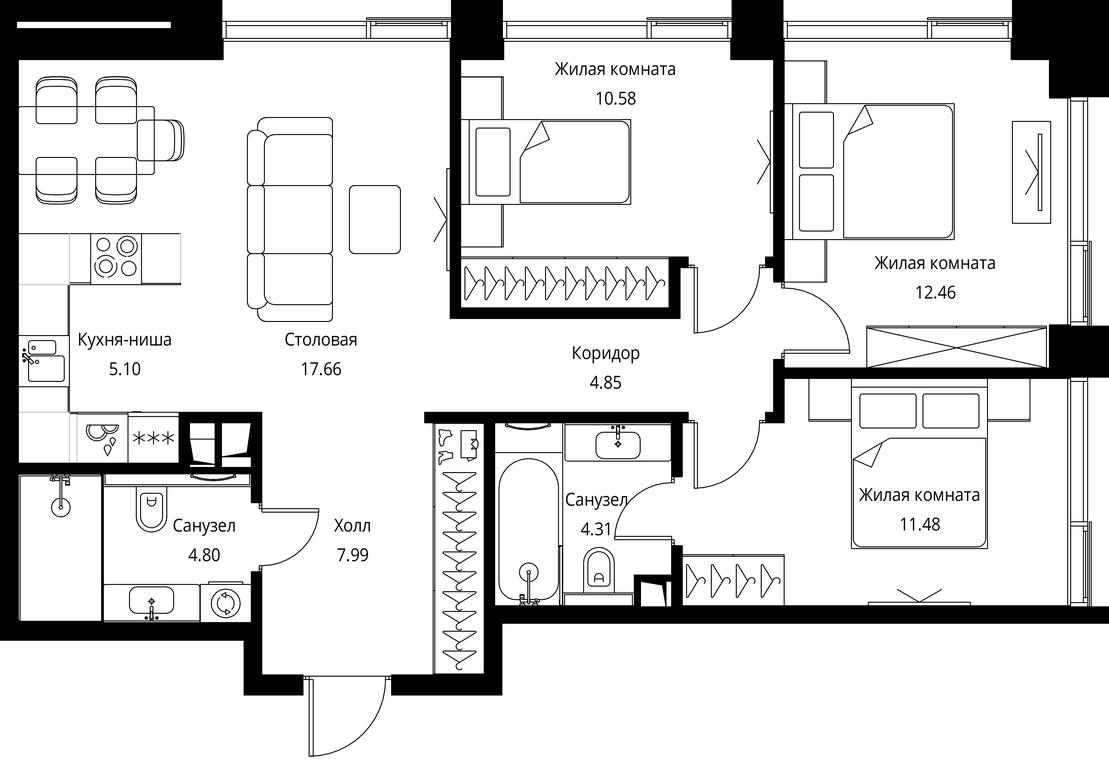 3-BD Apartment Sale, 79.22 sq. m. at City Bay, Volokolamskoye Highway, 95с3, Moscow, Russia #1 3-BD Apartment Sale, 79.22 sq. m. at City Bay, Volokolamskoye Highway, 95с3, Moscow, Russia #1