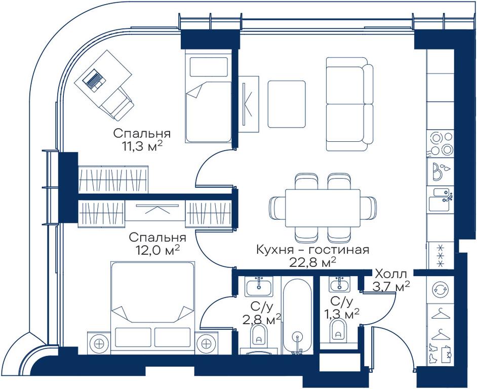 2-BD Apartment Sale, 52.54 sq. m. at City Bay, Volokolamskoye Highway, 95с3, Moscow, Russia #1 2-BD Apartment Sale, 52.54 sq. m. at City Bay, Volokolamskoye Highway, 95с3, Moscow, Russia #1