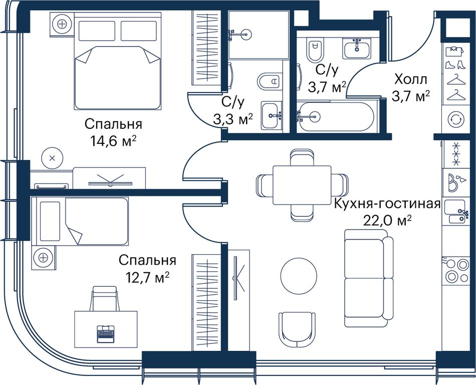 2-BD Apartment Sale, 59.95平方米 at City Bay, Volokolamskoye Highway, 95с3, Moscow, Russia #1 2-BD Apartment Sale, 59.95平方米 at City Bay, Volokolamskoye Highway, 95с3, Moscow, Russia #1
