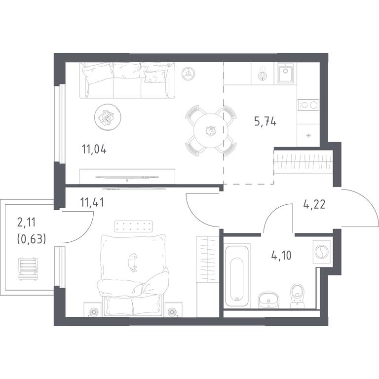 Apartment Sale, 37.14 sq. m. at Prigorod Lesnoe, Molodyozhny bulvar, 6, derevnya Misaylovo, Leninskiy City District, Moscow Region, Russia #2 Apartment Sale, 37.14 sq. m. at Prigorod Lesnoe, Molodyozhny bulvar, 6, derevnya Misaylovo, Leninskiy City District, Moscow Region, Russia #2
