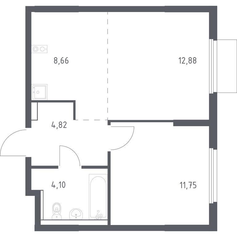 Apartment Sale, 42.21平方米 at Prigorod Lesnoe, Molodyozhny bulvar, 6, derevnya Misaylovo, Leninskiy City District, Moscow Region, Russia #1