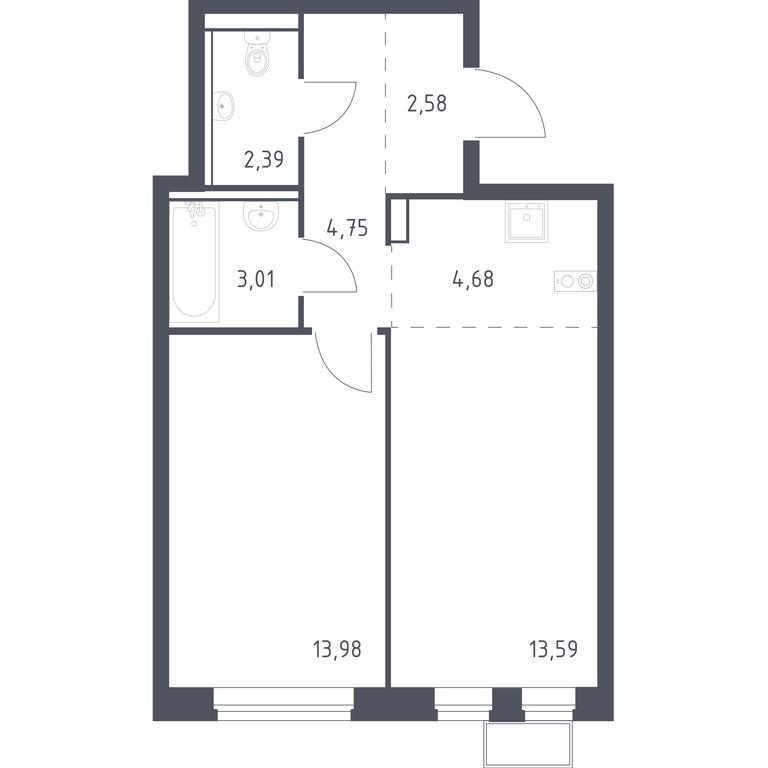 Apartment Sale, 44.98平方米 at Egorovo Park, 1-y kvartal, posyolok Zhilino-1, Lubertsy City District, Moscow Region, Russia #1 Apartment Sale, 44.98平方米 at Egorovo Park, 1-y kvartal, posyolok Zhilino-1, Lubertsy City District, Moscow Region, Russia #1