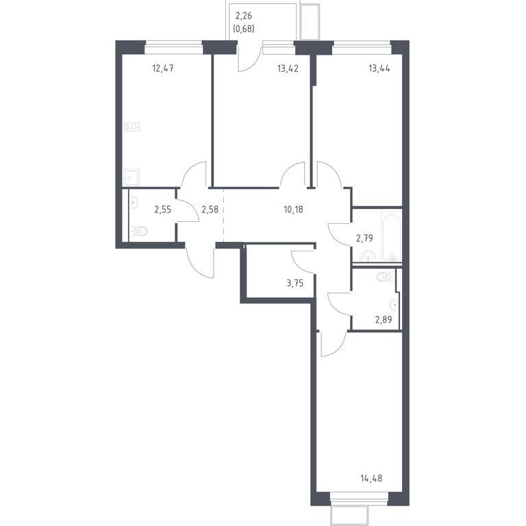 2-BD Apartment Sale, 79.23平方米 at Egorovo Park, 1-y kvartal, posyolok Zhilino-1, Lubertsy City District, Moscow Region, Russia #1 2-BD Apartment Sale, 79.23平方米 at Egorovo Park, 1-y kvartal, posyolok Zhilino-1, Lubertsy City District, Moscow Region, Russia #1