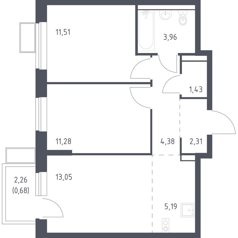 1-BD Apartment Sale, 53.79平方米 at Egorovo Park, 1-y kvartal, posyolok Zhilino-1, Lubertsy City District, Moscow Region, Russia #1 1-BD Apartment Sale, 53.79平方米 at Egorovo Park, 1-y kvartal, posyolok Zhilino-1, Lubertsy City District, Moscow Region, Russia #1