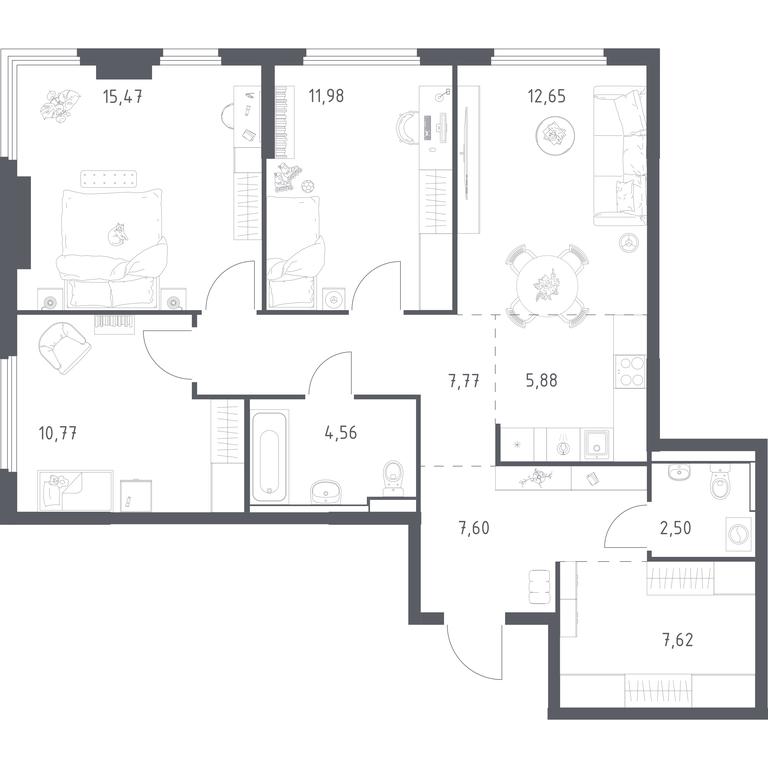 2-BD Apartment Sale, 86.8 sq. m. at Prigorod Lesnoe, Molodyozhny bulvar, 6, derevnya Misaylovo, Leninskiy City District, Moscow Region, Russia #1 2-BD Apartment Sale, 86.8 sq. m. at Prigorod Lesnoe, Molodyozhny bulvar, 6, derevnya Misaylovo, Leninskiy City District, Moscow Region, Russia #1