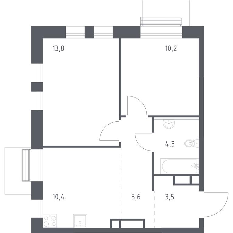 1-BD Apartment Sale, 46.7平方米 at Kvartal na Vode, Shosseynaya Street, 90с42, Moscow, Russia #1 1-BD Apartment Sale, 46.7平方米 at Kvartal na Vode, Shosseynaya Street, 90с42, Moscow, Russia #1