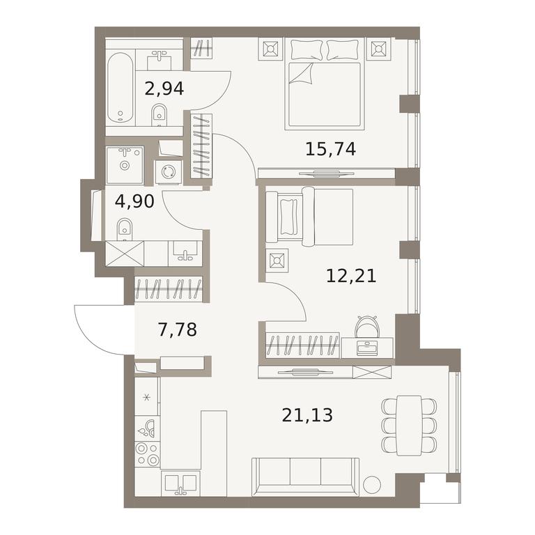 2-BD Apartment Sale, 64.7平方米 at The Five, 5th Donskoy Drive, вл21к6, Moscow, Russia #2 2-BD Apartment Sale, 64.7平方米 at The Five, 5th Donskoy Drive, вл21к6, Moscow, Russia #2