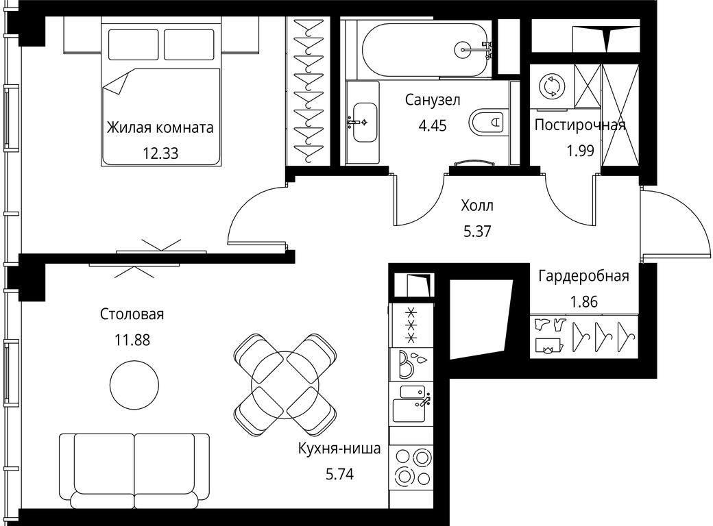 1-BD Apartment Sale, 43.62 sq. m. at City Bay, Volokolamskoye Highway, 95с3, Moscow, Russia #1 1-BD Apartment Sale, 43.62 sq. m. at City Bay, Volokolamskoye Highway, 95с3, Moscow, Russia #1