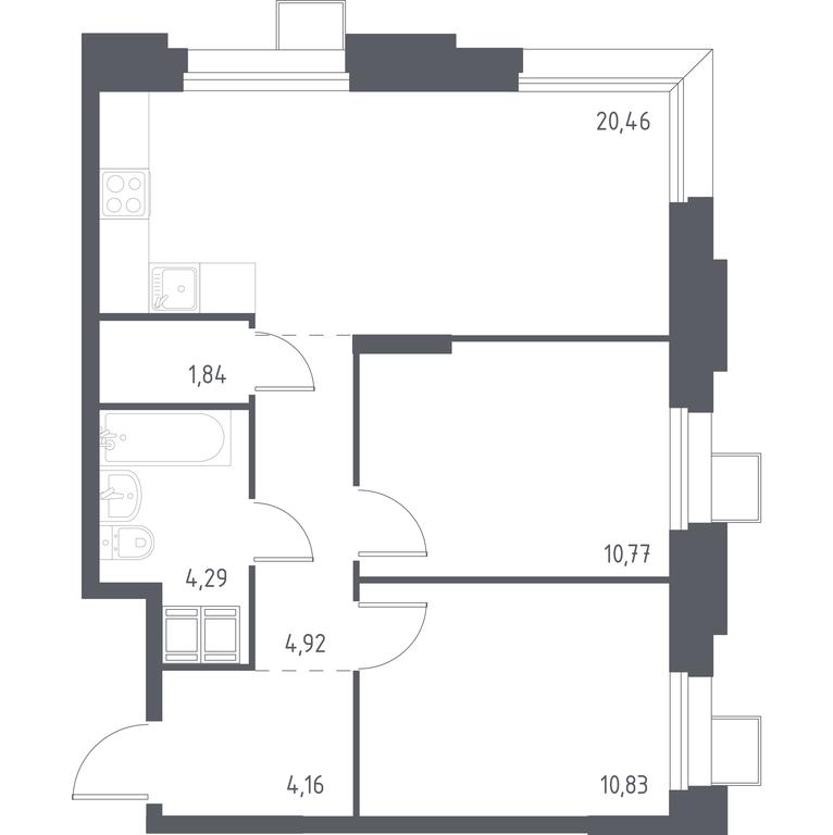 1-BD Apartment Sale, 56.98 sq. m. at Troparevo Park, Kiyevskoye shosse, 21-y kilometr, 3с4, Mosrentgen Settlement, Moscow, Russia #1 1-BD Apartment Sale, 56.98 sq. m. at Troparevo Park, Kiyevskoye shosse, 21-y kilometr, 3с4, Mosrentgen Settlement, Moscow, Russia #1