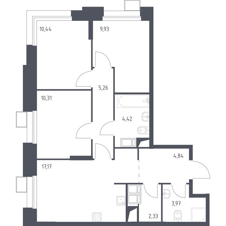 2-BD Apartment Sale, 68.79 sq. m. at Troparevo Park, Kiyevskoye shosse, 21-y kilometr, 3с4, Mosrentgen Settlement, Moscow, Russia #1 2-BD Apartment Sale, 68.79 sq. m. at Troparevo Park, Kiyevskoye shosse, 21-y kilometr, 3с4, Mosrentgen Settlement, Moscow, Russia #1