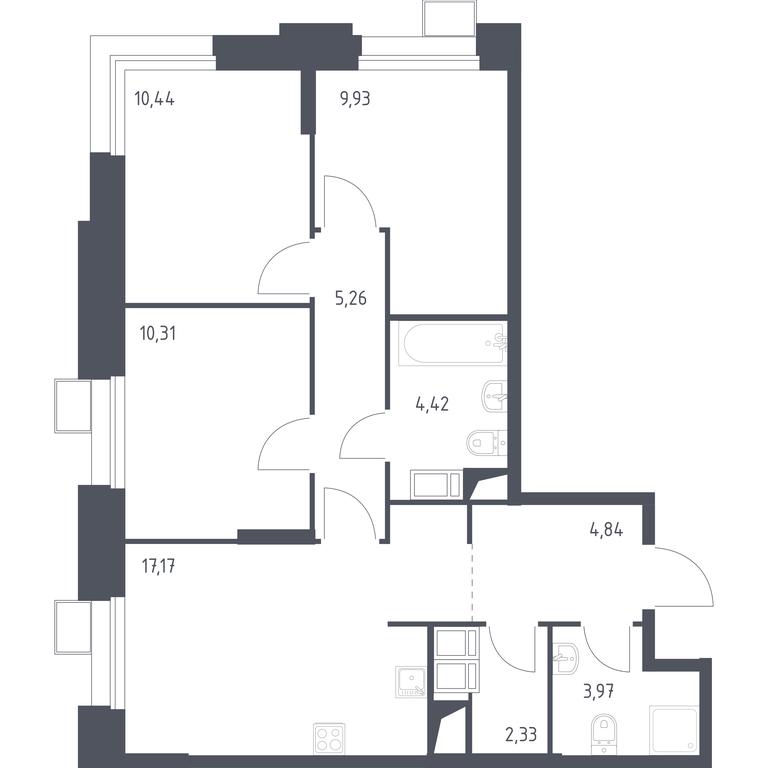 2-BD Apartment Sale, 68.79 sq. m. at Troparevo Park, Kiyevskoye shosse, 21-y kilometr, 3с4, Mosrentgen Settlement, Moscow, Russia #1 2-BD Apartment Sale, 68.79 sq. m. at Troparevo Park, Kiyevskoye shosse, 21-y kilometr, 3с4, Mosrentgen Settlement, Moscow, Russia #1