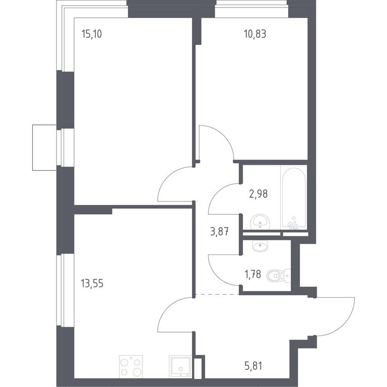 1-BD Apartment Sale, 53.92 sq. m. at Bogdanovskiy Les, derevnya Bogdanikha, Leninskiy City District, Moscow Region, Russia #1 1-BD Apartment Sale, 53.92 sq. m. at Bogdanovskiy Les, derevnya Bogdanikha, Leninskiy City District, Moscow Region, Russia #1