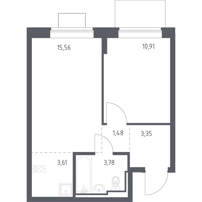 Apartment Sale, 38.69 sq. m. at Bogdanovskiy Les, derevnya Bogdanikha, Leninskiy City District, Moscow Region, Russia #1