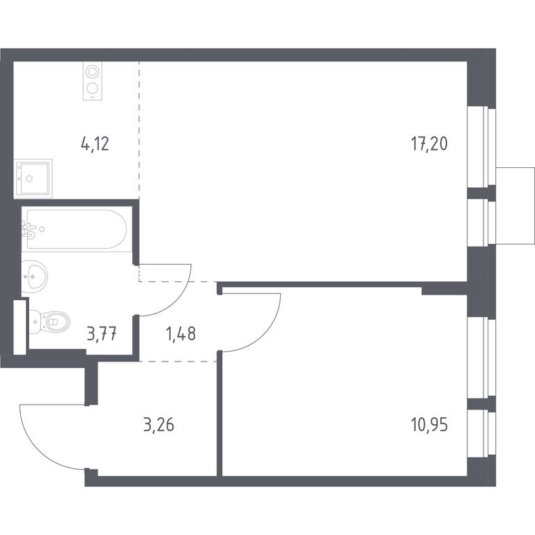 Apartment Sale, 40.78平方米 at Kvartal Aviatorov, ulitsa Koldunova, Aviatorov Microdistrict, Balashikha, Moscow Region, Russia #1