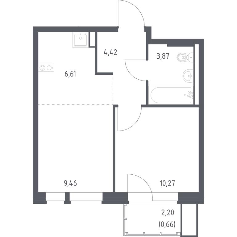 Apartment Sale, 35.29平方米 at Kvartal Aviatorov, ulitsa Koldunova, Aviatorov Microdistrict, Balashikha, Moscow Region, Russia #1