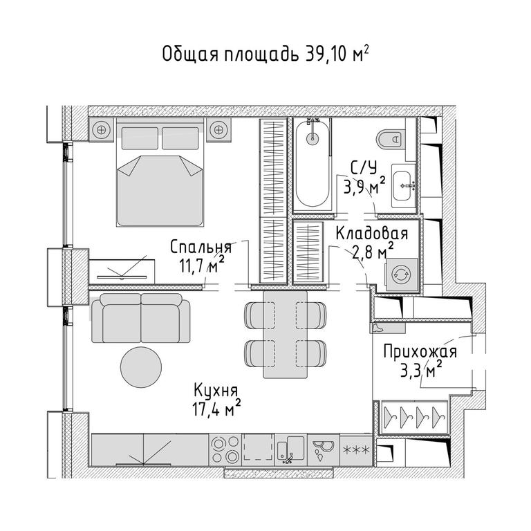 1-BD Apartment Sale, 39.4 sq. m. at City Bay, Volokolamskoye Highway, 95с3, Moscow, Russia #1