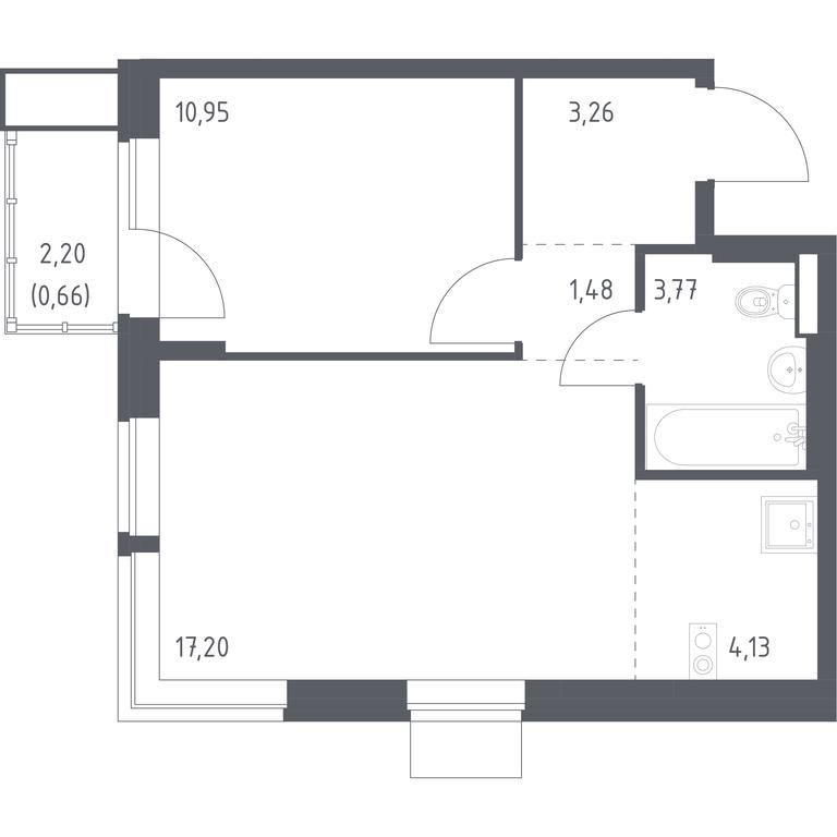 Apartment Sale, 41.45平方米 at Kvartal Aviatorov, ulitsa Koldunova, Aviatorov Microdistrict, Balashikha, Moscow Region, Russia #1