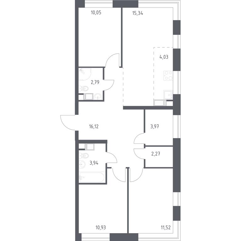 2-BD Apartment Sale, 80.96平方米 at Tsvetochnye Poliany, kvartal № 23, Filimonkovskoye Municipal Formation, Moscow, Russia #1