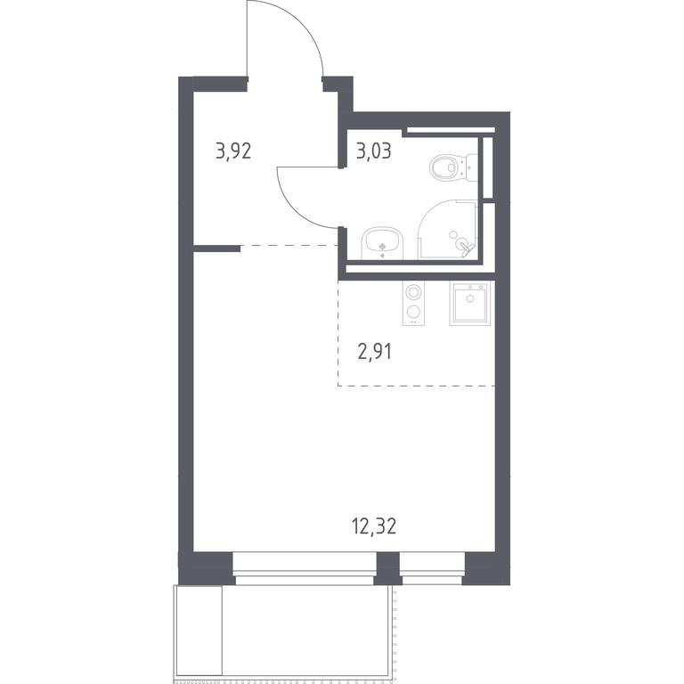 Apartment Sale, 22.18 sq. m. at Pribrezhnyi Park, Pribrezhniy Park Residential Complex, Village of Yam, Domodedovo City District, Moscow Region, Russia #1