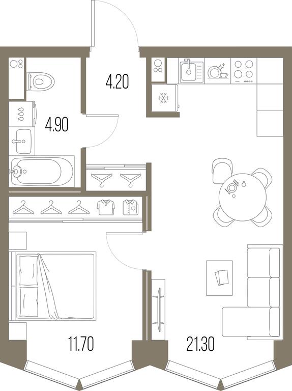 1-BD Apartment Sale, 42.1 sq. m. at Severny Port, Leningradskoye Highway, Moscow, Russia #1